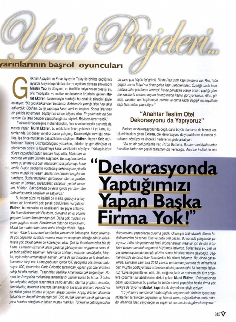 1998 Mezunumuz Deniz Aylan VIP Magazine Dergisi’ndeydi